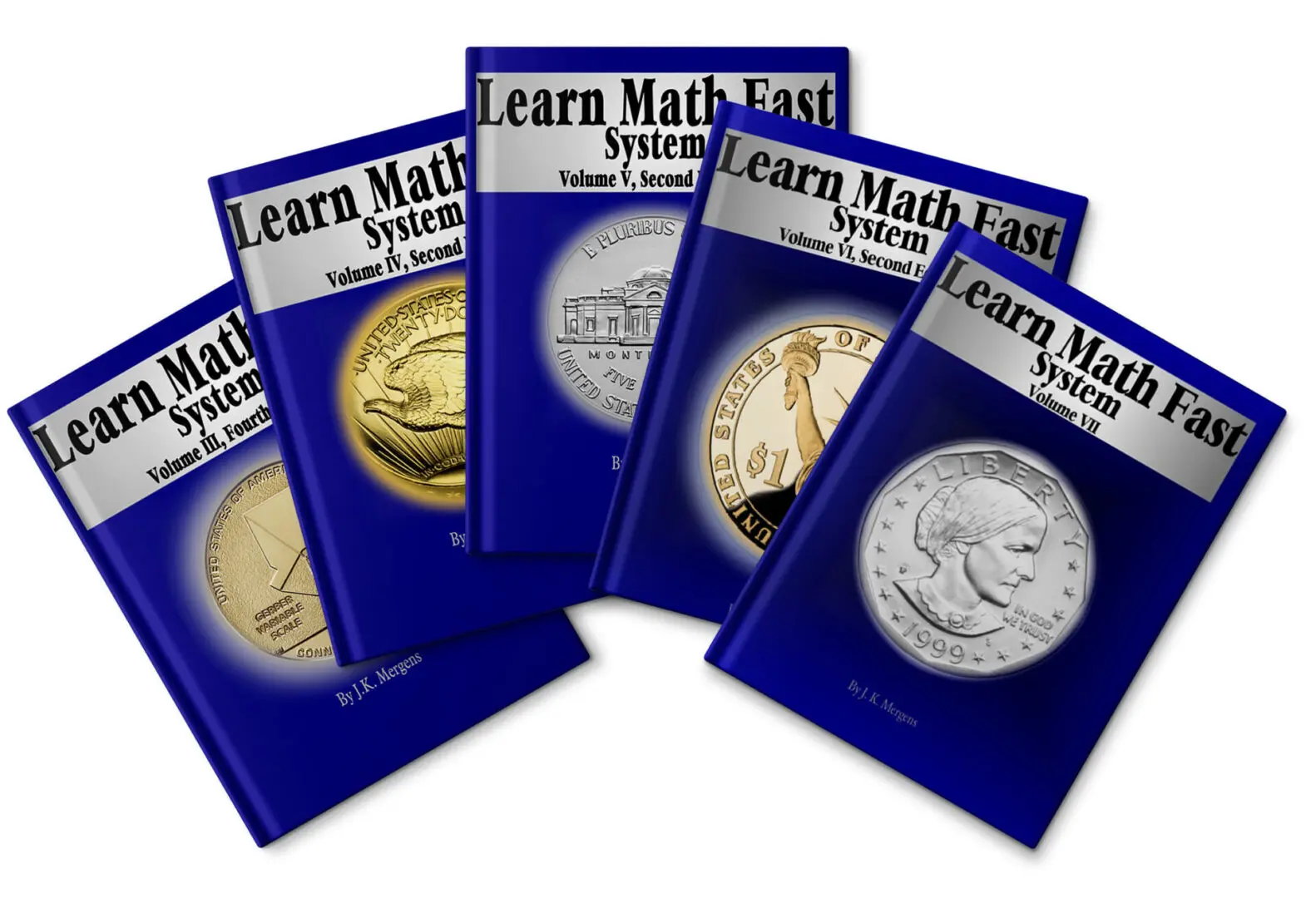 A set of five books about math.