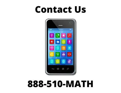 A cell phone with the text " contact us 8 8 8-5 1 0-math ".