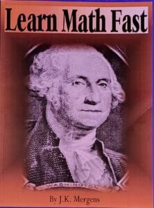Book cover: Learn math fast, portrait of George Washington.